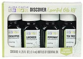 NEW Aura Cacia Aromatic Discover Essential Oils Kit 1 Pack 4 Bottles - £16.74 GBP