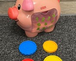 Fisher-Price Laugh and Learn Musical Toy Piggy Bank w/ 4 Coins -Works- S... - £9.94 GBP