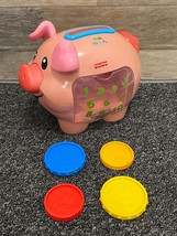 Fisher-Price Laugh and Learn Musical Toy Piggy Bank w/ 4 Coins -Works- See Video - £9.89 GBP