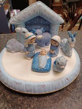 Kimple Mold Hand Painted Quilted Ceramic Christmas Nativity Set - $24.74