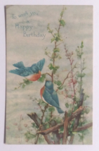 To Wish You a Happy Birthday Bluebirds Gibson Antique Postcard c1910s - £6.25 GBP