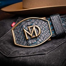 Arkansas Genuine Snake Western Belt Black / Blue image 8
