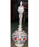 24&quot; White Marble Flower Vase Floral Inlay Arts Showpiece Gift Home Decor... - £4,405.52 GBP