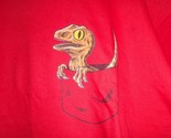 TeeFury Jurassic XLARGE &quot;Pocket Velociraptor&quot; Parody Shirt RED - £11.79 GBP