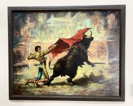 Juan Pedro S Bullfighter Canvass Oil Painting 33” x 27”  - £186.93 GBP