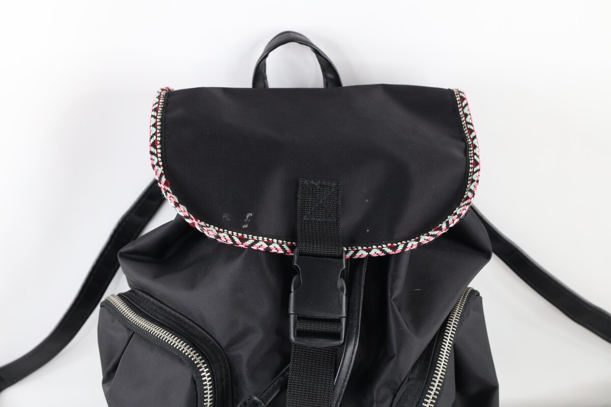 Vtg 90s Streetwear Southwestern Trim Multipocket Cinch Mini Rucksack Backpack Item image 2