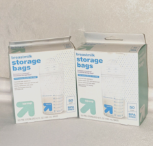 2 - 50 ct Pre-Sterilized Breast Milk Storage bags Up &amp; Up 6 fl oz Damage... - £12.30 GBP