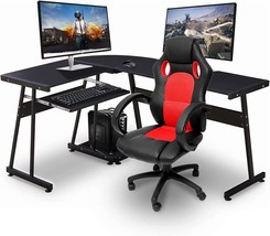 Ivinta Reversible Black Gaming Desk Corner Desk Modern L-Shaped Desk, Black). - £102.99 GBP
