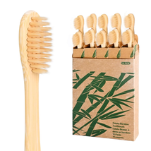 Bamboo Toothbrushes for Adults, 10 PCS Biodegradable Wooden Toothbrushes, Natura - $14.80