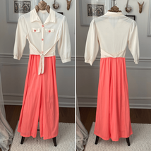 Vintage Sears Palazzo Wide Leg Jumpsuit Ivory Orange S 4 - $749.95 MXN