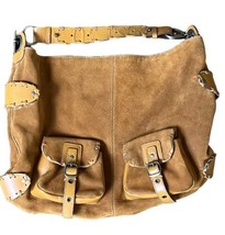 Hype Suede Genuine Leather Shoulder Bag Purse Boho Hobo Satchel - £25.55 GBP