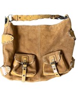 Hype Suede Genuine Leather Shoulder Bag Purse Boho Hobo Satchel - £25.41 GBP