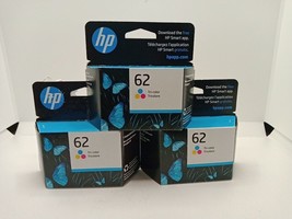 *READ* 3X HP 62 TRI-Color Ink Cartridges FREE SHIPPING! - £20.06 GBP