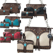 Western Handbag Fringe Concealed Carry Purse Wallet Set Country Cowboy Core - $49.75