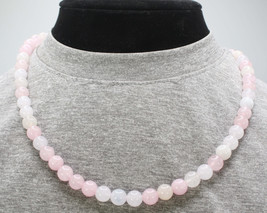 Genuine Morganite Necklace - 8mm Beaded Necklace - Pink Gemstone Jewelry... - £39.50 GBP