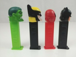 Vintage Lot of 4 Superhero Pez Dispensers Hulk, Batman, Spiderman, &amp; Wol... - $11.63