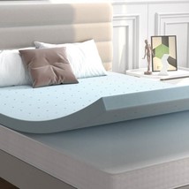 King size 4-inch Thick Soft Gel Memory Foam Mattress Topper in Light Blue - $245.49