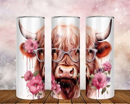 Skinny Tumbler with Straw, 20oz Highlander Cow, awd-t28 - £28.90 GBP