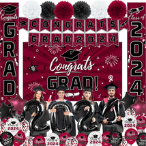 Graduation Party Decorations Maroon Class of 2024 Graduation Party Supplies Incl - $30.08