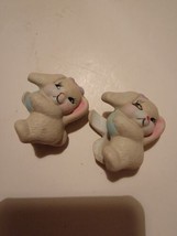 2 Ceramic Easter Bunny Rabbit Village Decor Vintage Figure Candle Holders - £15.29 GBP