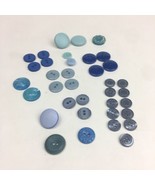 Mixed Lot of 36 Blue Vintage Buttons 2 and 4 Hole Some Shank Back Art Cr... - $9.49