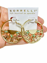 1.5&quot; Drop Mango Tango Collection Bright Gold Tone Hoop Earrings By Sorrelli - $104.50