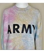 Army Cropped Sweatshirt ~ Grey w/Tie Dye Design ~ Women&#39;s Size Large - $42.10 CAD