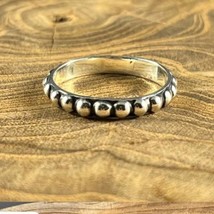 Slim Beaded Sterling Silver Band Ring Western Southwest Size 10 - $820.45 MXN