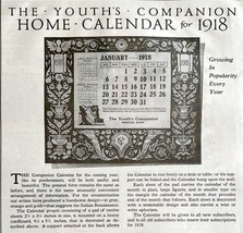 1917 Youth&#39;s Companion Calendar Advertisement Full Page Antique LGADYC4 - $42.04 CAD