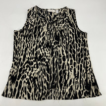 Chico&#39;s Leopard Print Overlap Sleeveless Blouse Women&#39;s Size 0 - £15.76 GBP