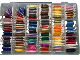 Embroidery Floss Threads in Organized Storage Container Lot - £14.93 GBP