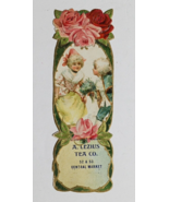 Victorian Advertising Embossed Trade Card Bookmark A Lezius Tea Co Roses... - $19.99