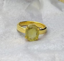 Natural Yellow Sapphire Silver Hand Ring Sterling Silver Jewelry Ring 24k Gold O - £62.04 GBP