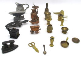 Lot of 22 Pieces of Antique Copper, Brass and Cast Iron Miniatures - £115.88 GBP