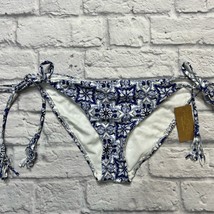 Rachel Roy Womens Side Tie Bikini Bottoms Blue White Tile Size XL New Tassel  - £13.41 GBP