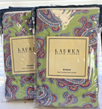Ralph Lauren Studio Paisley European Pillow Shams Greenvale Green Vintag... - $94.05