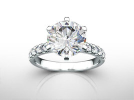 Beautiful 2.80Ct Round Cut Diamond Engagement Ring Solid 14k White Gold Size 7 - £218.70 GBP
