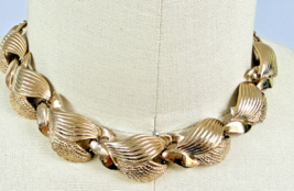 VTG 50s Textured Goldtone Choker Necklace 16” Midcentury Glam Coquette C... - $24.95