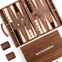 Ropoda Wood Backgammon Game Set 15&quot; Sapele Portable Travel Playing Pieces - £34.01 GBP