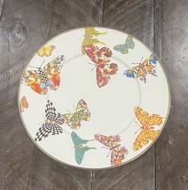 MacKenzie Childs White Butterfly Garden Courtly Check Salad Dessert Plat... - $69.29