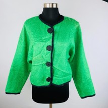 Tony Lambert Womens S Small Green Black Trim Mohair Wool Blend Cardigan ... - £51.12 GBP