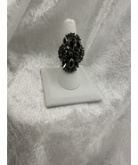 Gothic Goth Black &amp; Gray Faux Stones Silver Tone Ring Pretty Design New ... - $187.28 MXN