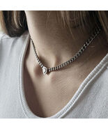 Cuban chain Heart Charm choker Necklace Sterling Silver 18K Gold plated - $25.00