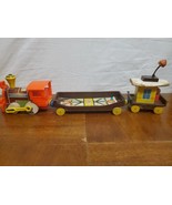 Fisher Price Vintage Chug Chug Wooden Train Toy 3 Piece Magnetic 1964 Vntg  - $34.54 CAD