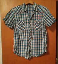 000 Arizona Jeans Company Button Front Blue Checker Santa Monica 83 High Perform - £4.70 GBP