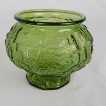 Vintage EO Brody Green Footed Vase Planter Dimpled Textured Crinkle Glass - £11.60 GBP