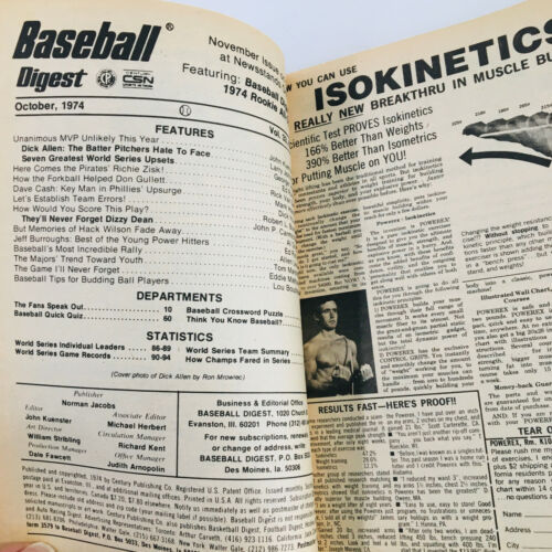 VTG Baseball Digest Magazine October 1974 Dick Allen by Ron Mrowiec Item image 2