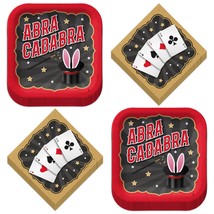 Magic Party Supplies - Magician Square Paper Dessert Plates and Playing ... - $14.39