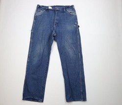 Vintage 90s Dickies Mens 38x32 Thrashed Spell Out Wide Leg Dungaree Denim Jeans - £35.00 GBP