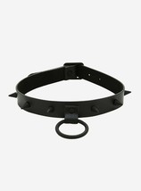 Black heart Faux Leather Spiked O ring Goth Emo Choker Necklace - £11.78 GBP